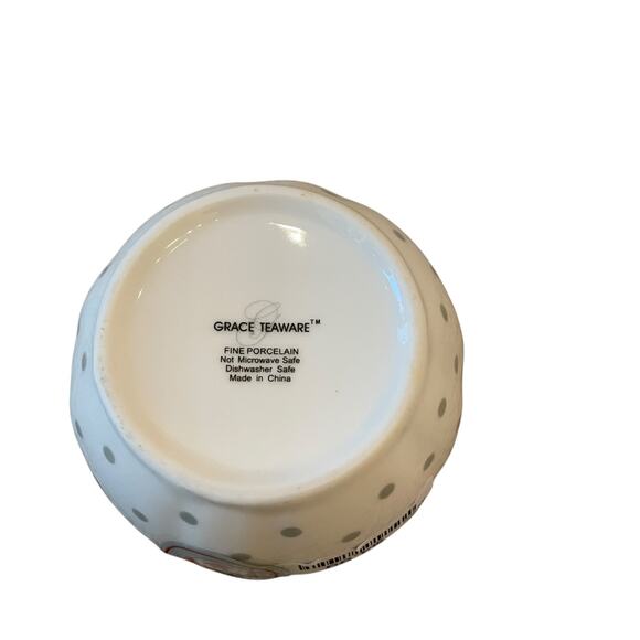 Grace Teaware Fine Porcelain Aqua Creamer Gray Dots Stripes New - Picture 10 of 12